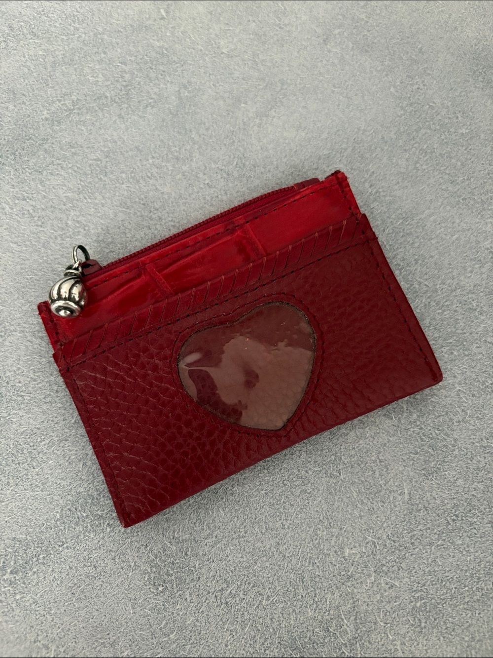 Brighton Red Heart Accent Leather Card Holder